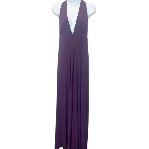 Body Language Jumpsuit Halter Backless Plunging Neckline Purple Plum Size Medium - Picture 4 of 9